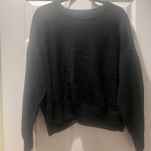 1.State black long sleeved crew neck sweater with a v-neck open back